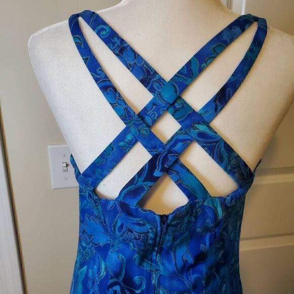 Dawn Joy Vintage Blue Bohemian Rayon Dress - Picture 9 of 11